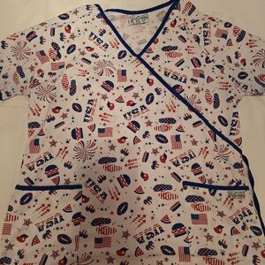 Patriotic Themed Scrub Top